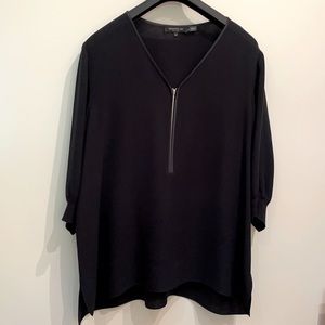 Lafayette 148 New York navy silk blouse